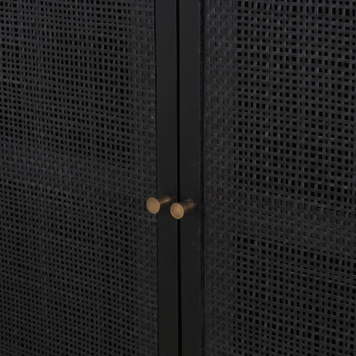 Grier Matte Black Wood Cane Accent Cabinet - Ornate Home
