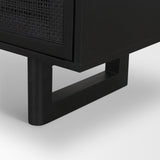 Grier Matte Black Wood Cane Accent Cabinet - Ornate Home