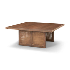 Grier Medium Brown 42" Square Solid Wood with Cane Coffee Table - Ornate Home