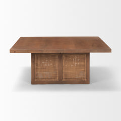 Grier Medium Brown 42" Square Solid Wood with Cane Coffee Table - Ornate Home
