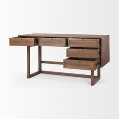 Grier Medium Brown 60" Solid Wood with Cane Office Desk