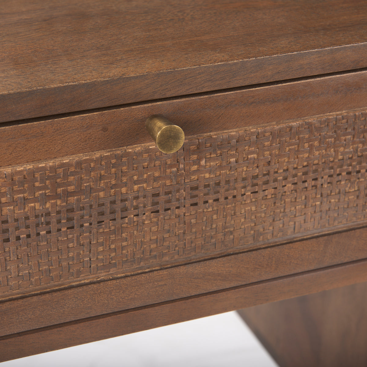 Grier Medium Brown 60" Solid Wood with Cane Office Desk - Ornate Home
