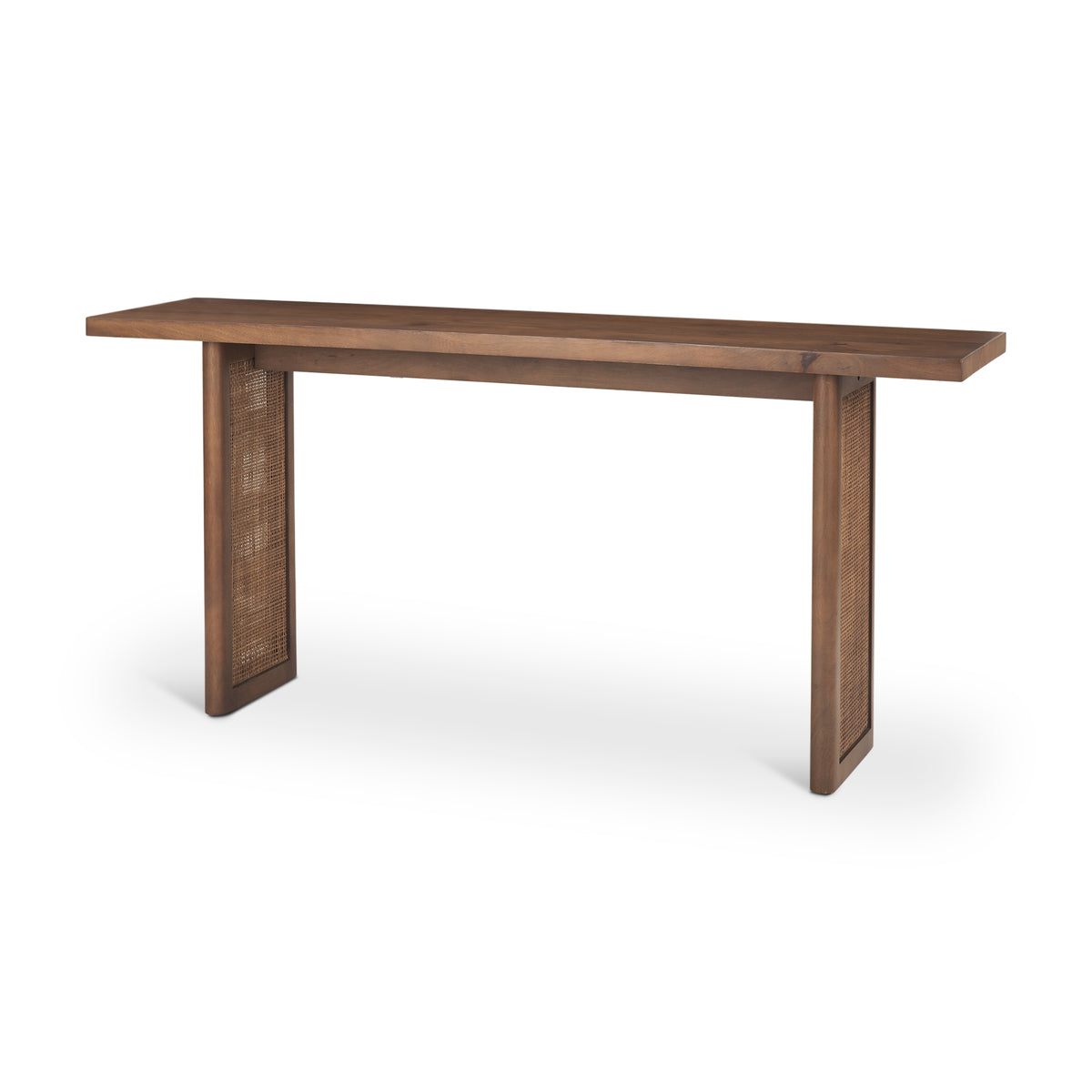 Grier Medium Brown 65" Solid Wood with Cane Console Table - Ornate Home