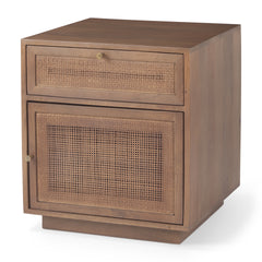 Grier Medium Brown Wood with Cane End Table - Ornate Home
