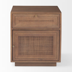 Grier Medium Brown Wood with Cane End Table - Ornate Home