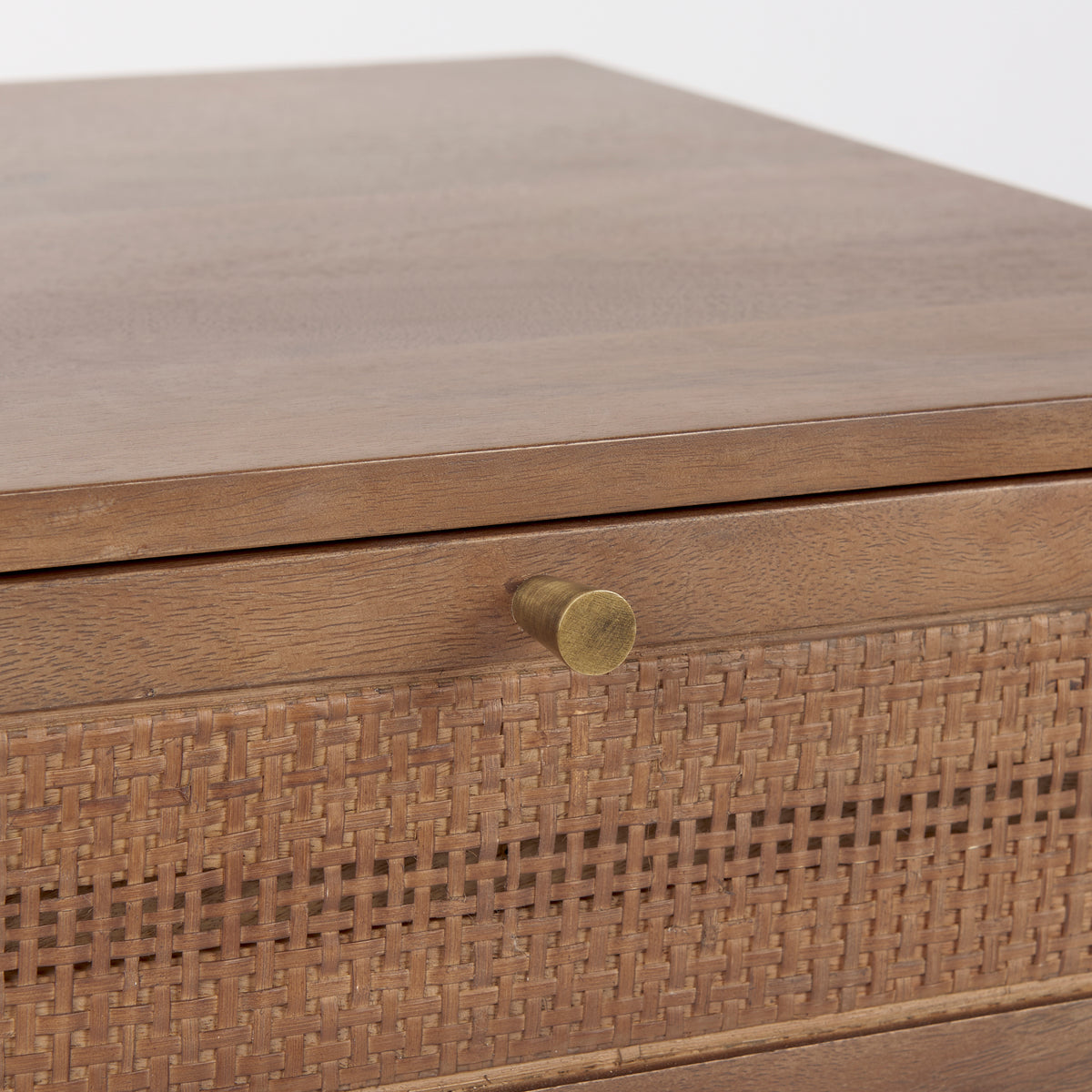 Grier Medium Brown Wood with Cane End Table - Ornate Home