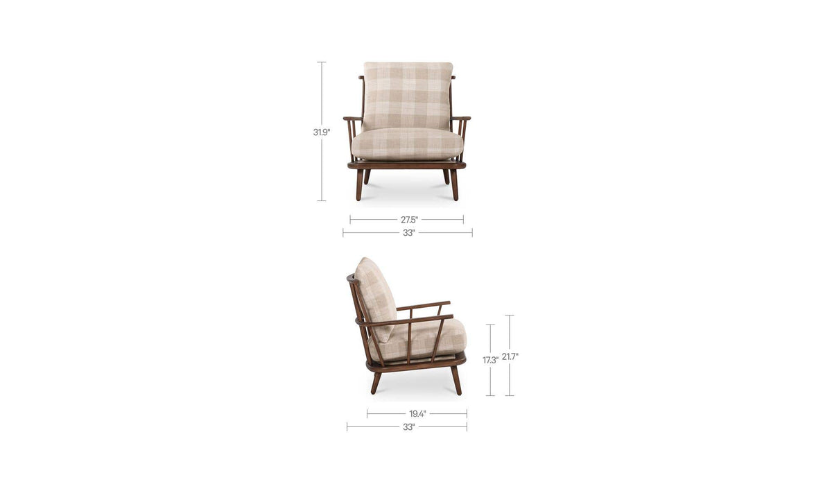 Griffin Light Brown Check Accent Chair - Ornate Home