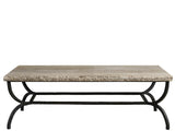 Griffith Park Gray Travertine/Oil Rubbed Bronze Cocktail Table - Ornate Home