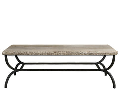 Griffith Park Gray Travertine/Oil Rubbed Bronze Cocktail Table - Ornate Home