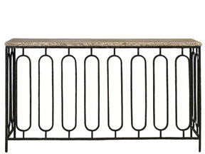 Griffith Park Gray Travertine/Oil Rubbed Bronze Console - Ornate Home