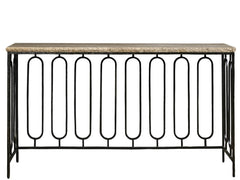 Griffith Park Gray Travertine/Oil Rubbed Bronze Console - Ornate Home
