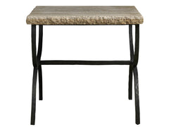 Griffith Park Gray Travertine/Oil Rubbed Bronze End Table - Ornate Home