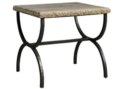 Griffith Park Gray Travertine/Oil Rubbed Bronze End Table - Ornate Home