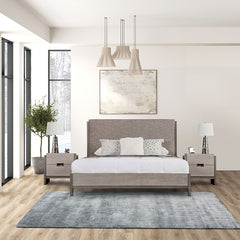 Grimsby Stone Gray Queen 5 Piece Bedroom Set w/2 Nightstands - Ornate Home