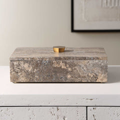 Griseus Gray Travertine Stone Box - Ornate Home