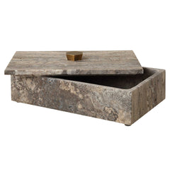 Griseus Gray Travertine Stone Box - Ornate Home