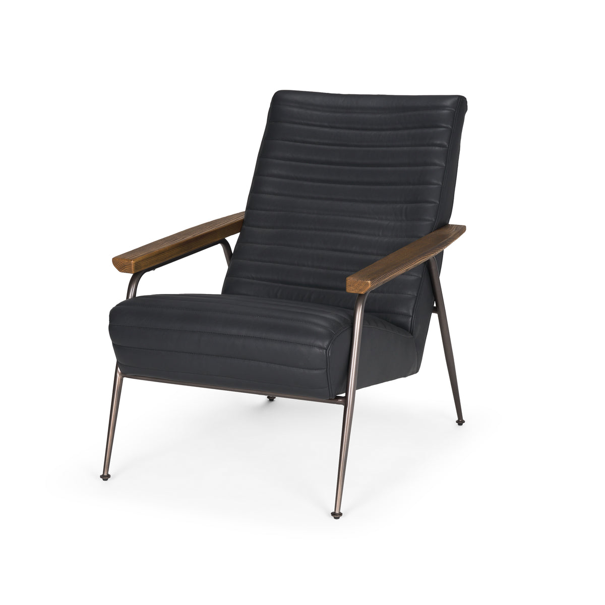 Grosjean Black Leather Accent Chair - Ornate Home
