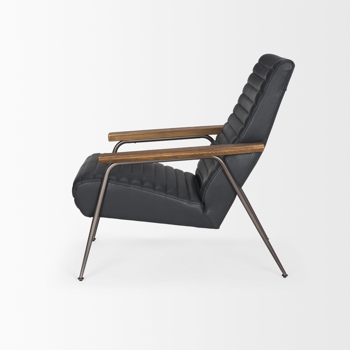 Grosjean Black Leather Accent Chair - Ornate Home