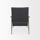 Grosjean Black Leather Accent Chair - Ornate Home