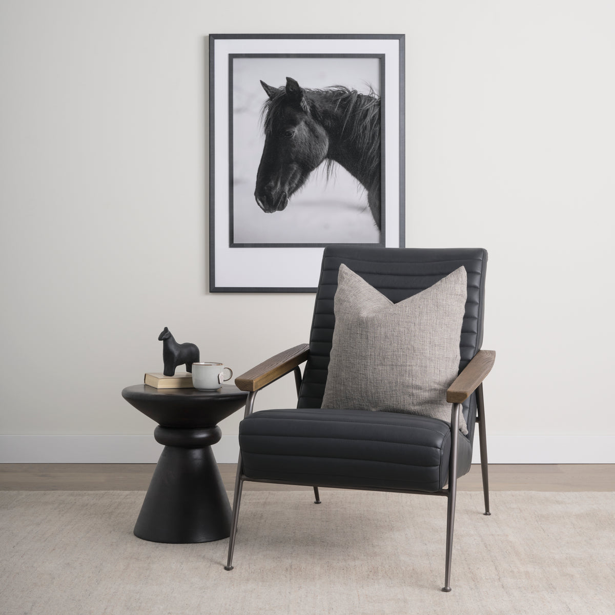 Grosjean Black Leather Accent Chair - Ornate Home