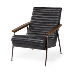 Grosjean Black Leather Wrap Metal Frame Accent Chair - Ornate Home