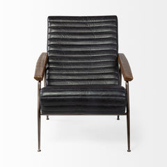 Grosjean Black Leather Wrap Metal Frame Accent Chair - Ornate Home