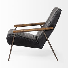 Grosjean Black Leather Wrap Metal Frame Accent Chair - Ornate Home