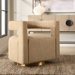 Grounded Brown Modern Swivel Chair - Ornate Home