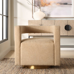 Grounded Brown Modern Swivel Chair - Ornate Home