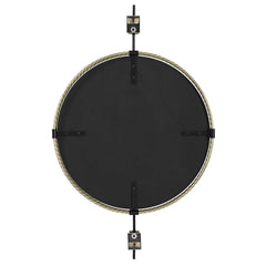 Guardrail Black/Brass Round Mirror - Ornate Home