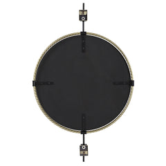 Guardrail Black/Brass Round Mirror - Ornate Home