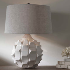 Guerina White Scalloped Lamp - Ornate Home