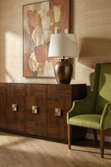 Guildford Noce Anticato/Green Velvet Captains Chair