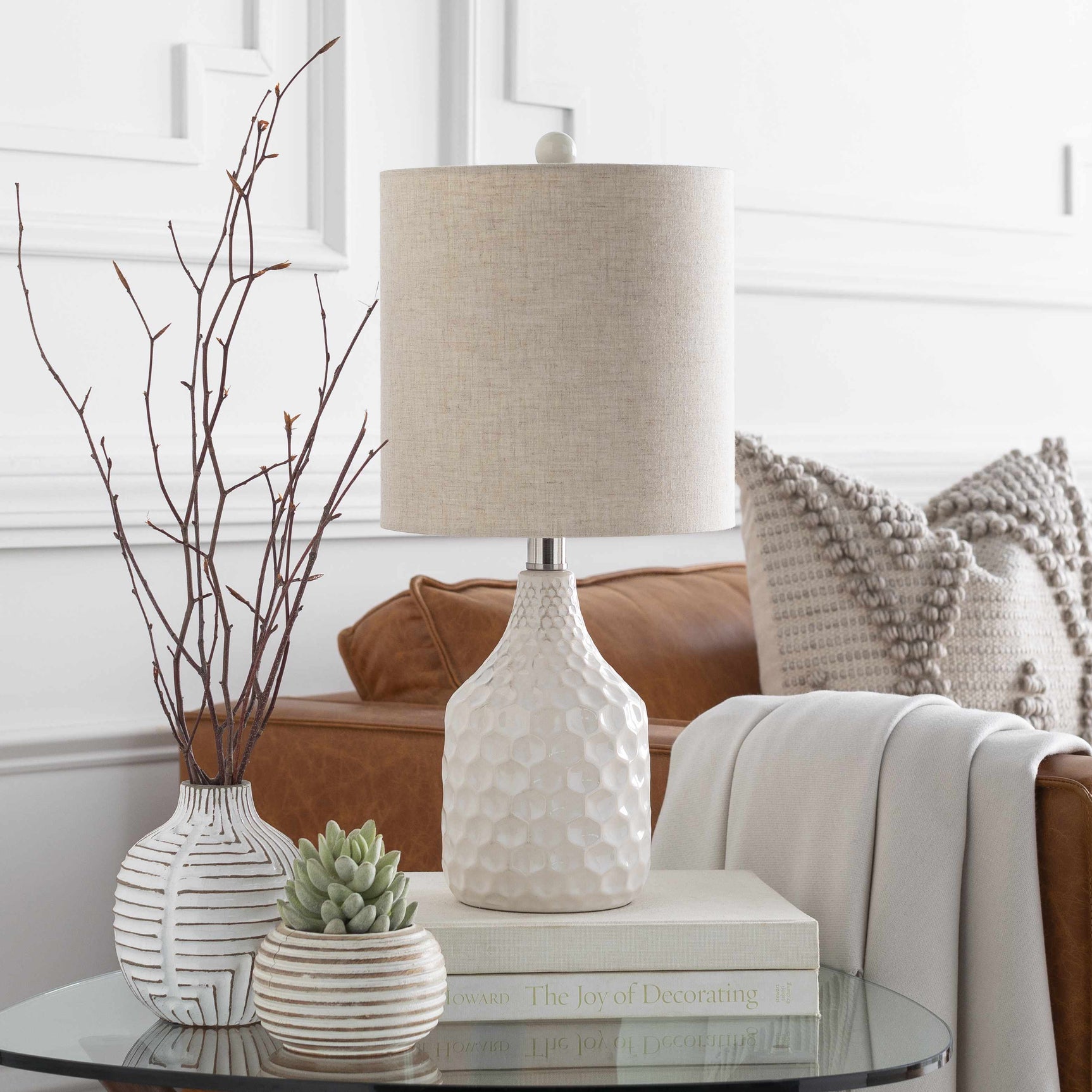 Gulmarrad Textured Ivory Ceramic Table Lamp - Ornate Home