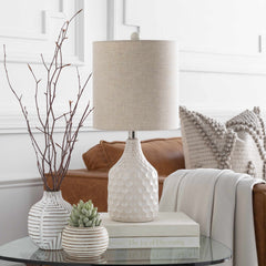 Gulmarrad Textured Ivory Ceramic Table Lamp - Ornate Home