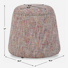 Gumdrop Pink Confetti Chenille Ottoman - Ornate Home