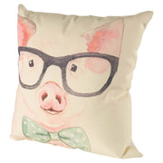 Gunther Pink 18x18 Pig with Glasses Pillow Cover with Non-Allergen Filler (Set of 2) - Ornate Home