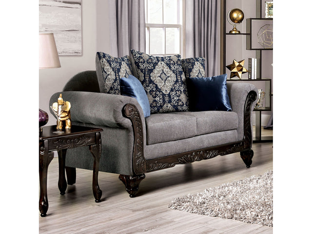 Gustavo Gray/Walnut Loveseat - Ornate Home