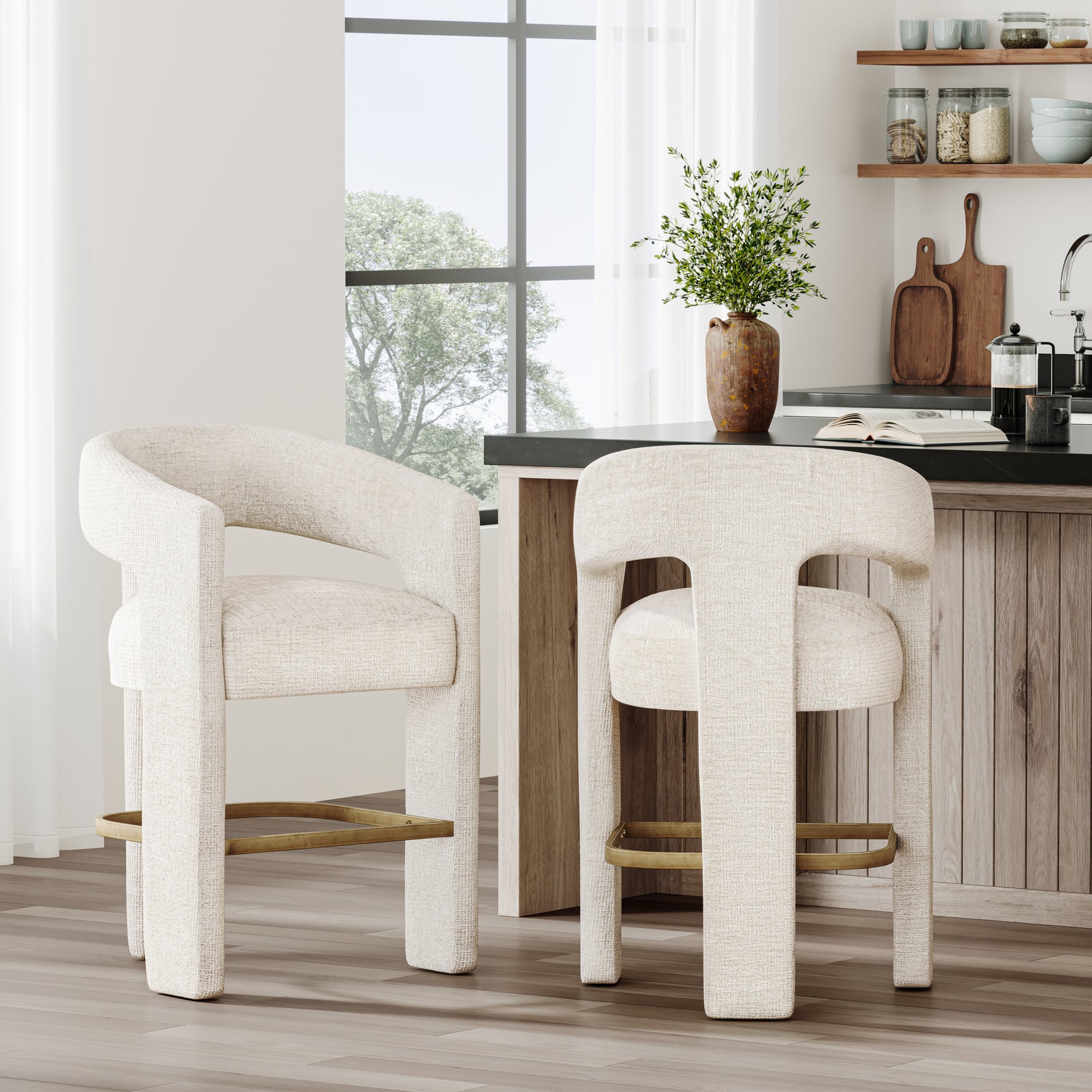 Gwen Natural Uph Stool - Ornate Home