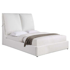 Gwendoline White Uph. Queen Platform Bed w/ Pillow HB - Ornate Home