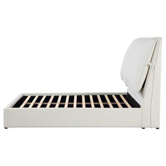 Gwendoline White Uph. Queen Platform Bed w/ Pillow HB - Ornate Home