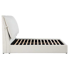 Gwendoline White Uph. Queen Platform Bed w/ Pillow HB - Ornate Home