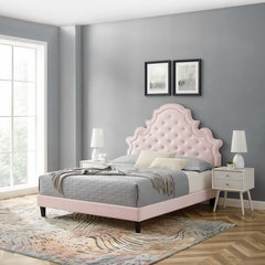 Gwyneth Pink Tufted Performance Velvet Queen Platform Bed - 87x67" - Ornate Home