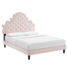 Gwyneth Pink Tufted Performance Velvet Queen Platform Bed - 87x67" - Ornate Home