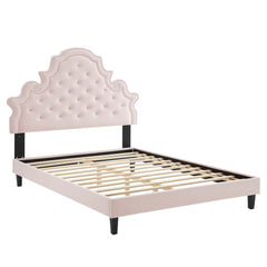 Gwyneth Pink Tufted Performance Velvet Queen Platform Bed - 87x67" - Ornate Home