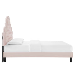 Gwyneth Pink Tufted Performance Velvet Queen Platform Bed - 87x67" - Ornate Home