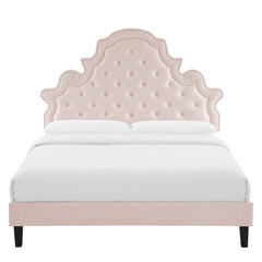 Gwyneth Pink Tufted Performance Velvet Queen Platform Bed - 87x67" - Ornate Home