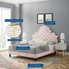 Gwyneth Pink Tufted Performance Velvet Queen Platform Bed - 87x67" - Ornate Home