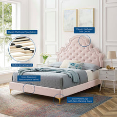 Gwyneth Pink Tufted Performance Velvet Queen Platform Bed - 87x67x61" - Ornate Home