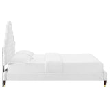 Gwyneth White Tufted Performance Velvet Full Platform Bed - 81.5x67x61" - Ornate Home